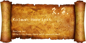 Kolman Henriett névjegykártya